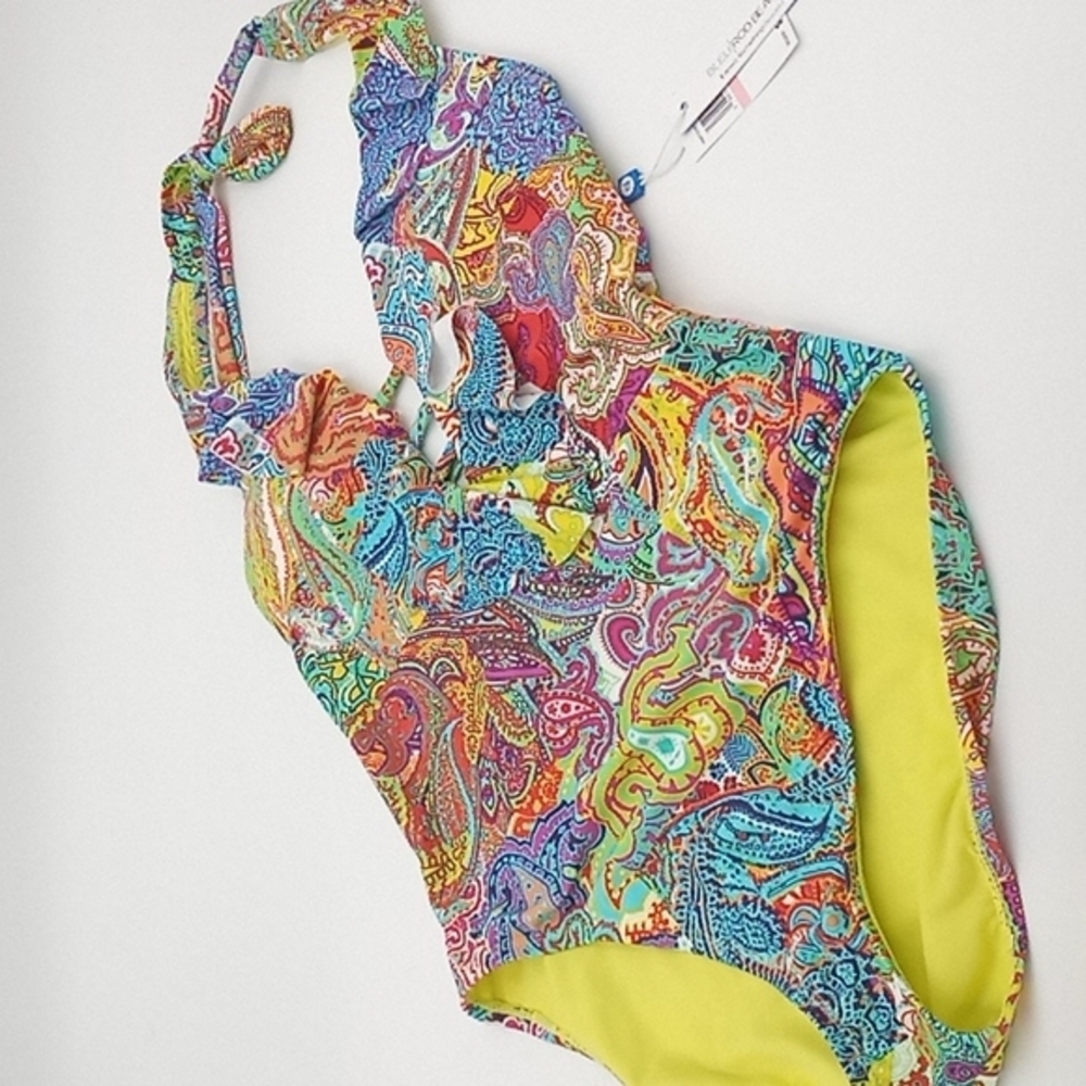 BLEU Rod Beattie Rufflicious One-Piece‎ Multicolor Paisley 6